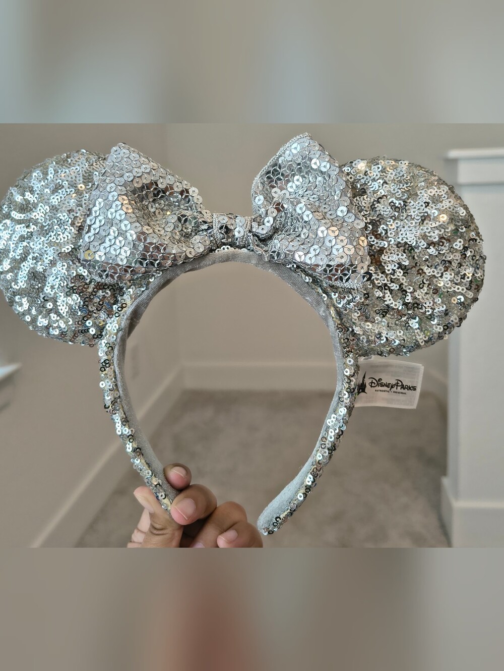 Disney Silver Sequin Minnie Mouse Ears Headband